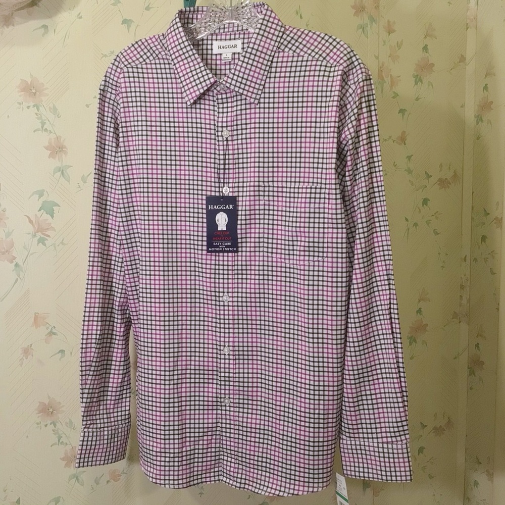 Haggar Chill Out + Wear it Out Plaid Button Down Shirt - Picture 2 of 4